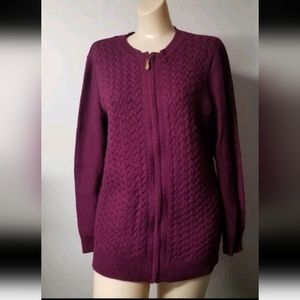Charter Club women's sweater purple cardigan tunic P/L